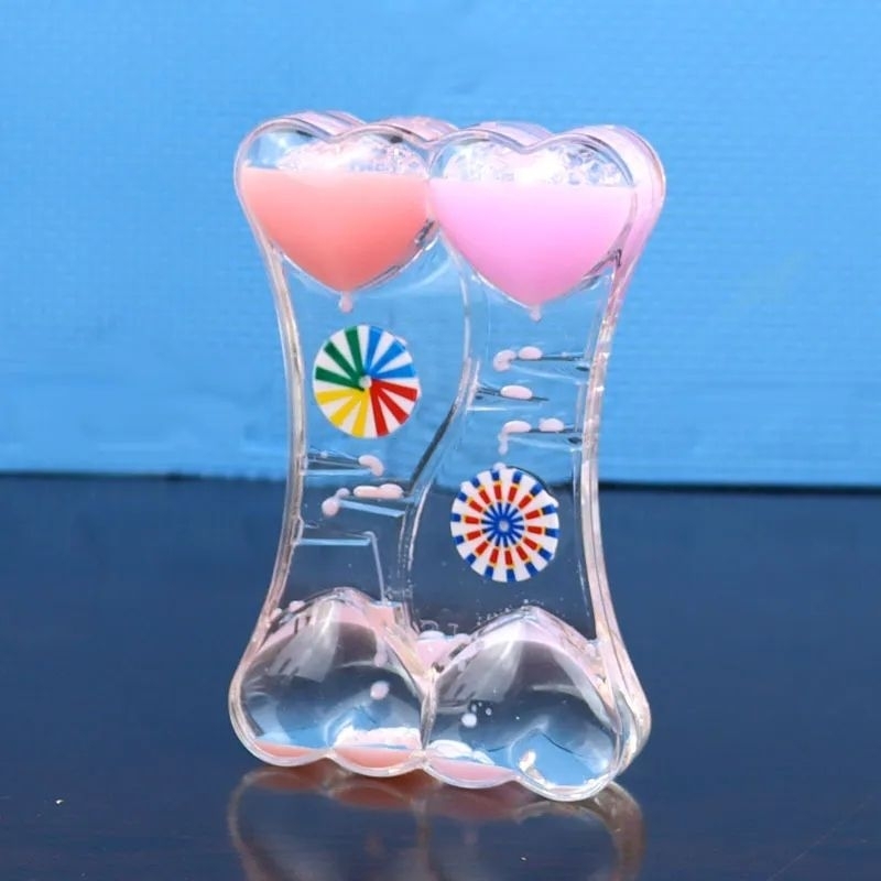 Hiasan dekorasi rumah hati decoration motion bubble drip oil hourglass double Color mixed Liquid motion Timer clock cairan minyak