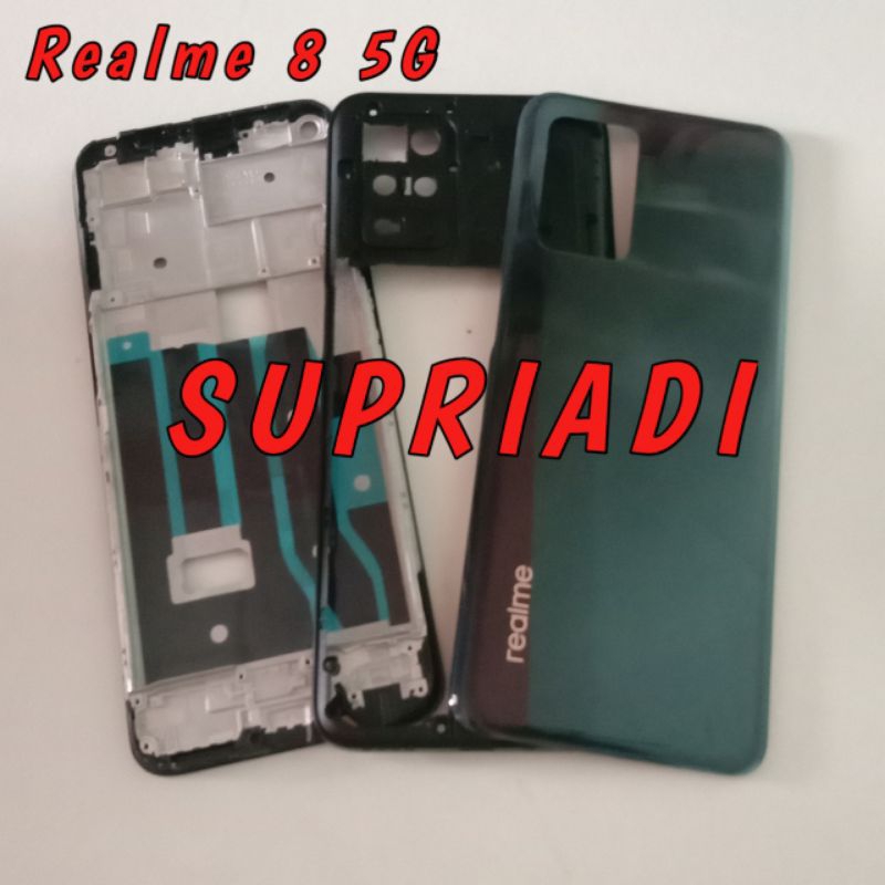 Frame Tatakan Lcd + Bazel + Backdoor Realme 8 5G Back Casing Kesing Realme 8 5G