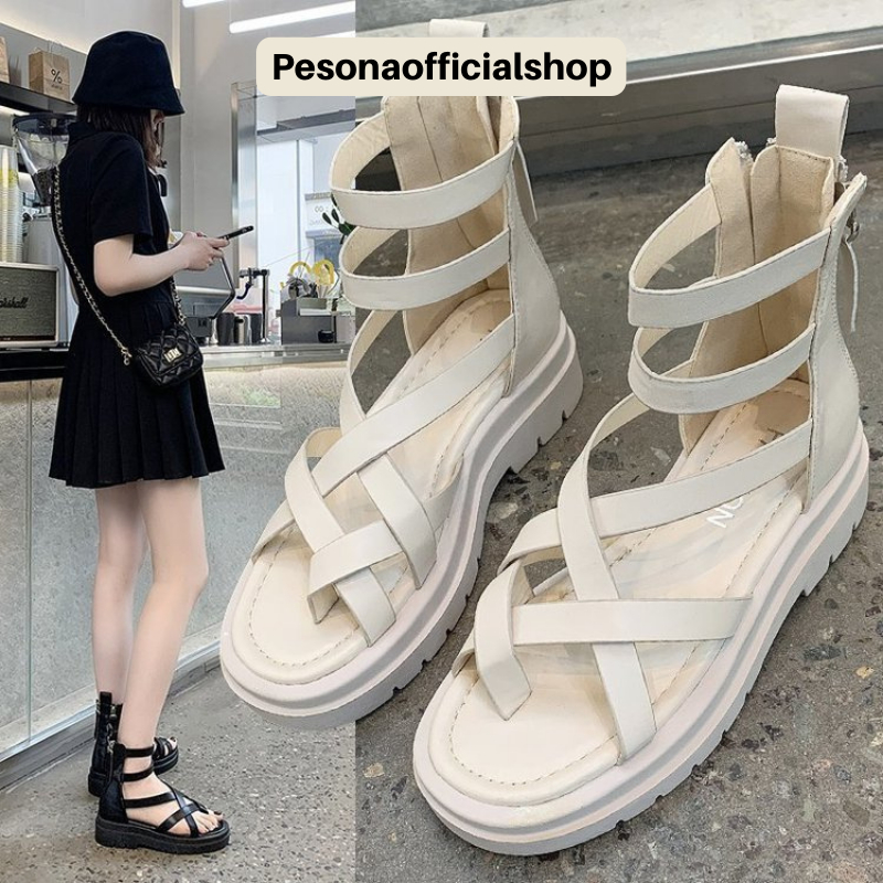 COD POS 783 Sandal Wedges Chunky Hak Tinggi Wanita Premium