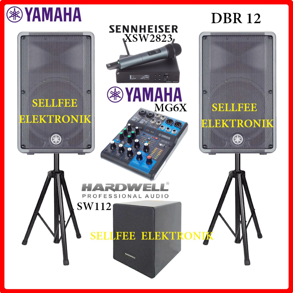PAKET SOUNDSYSTEM SPEAKER YAMAHA 12 INCH DBR12 MIXER AUDIO YAMAHA 6 CHANNEL ORIGINAL