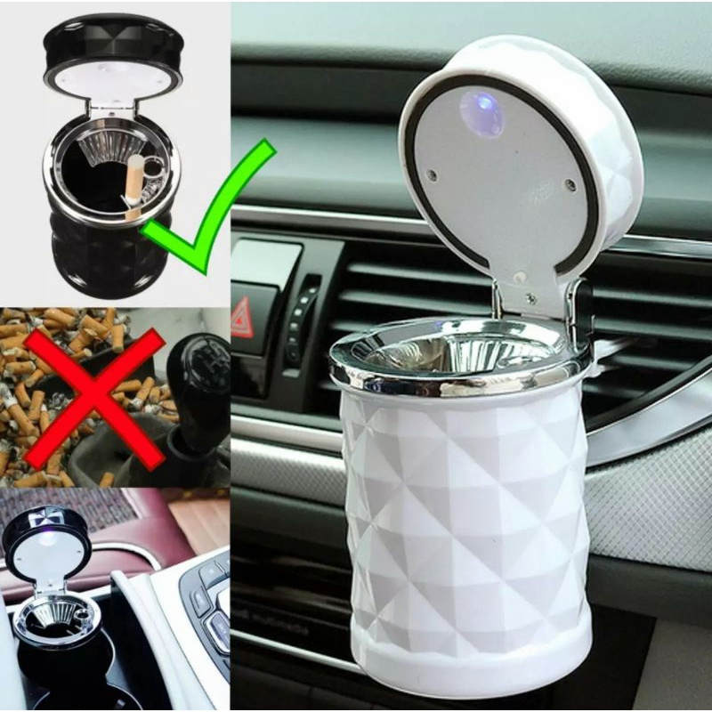 [BISA COD ]YUN Mall  1 PCS LED Light Mobil Asbak Universal Rokok Cylinder Holder Styling / Pasokan