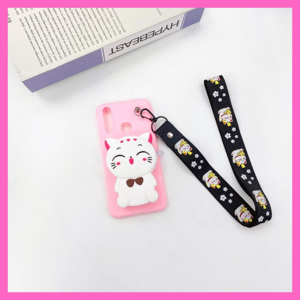 NEW Case Oppo A9 2020 Dompet Plus Tali Softcase Kartun Oppo A9 2020 Dompet Plus Tali