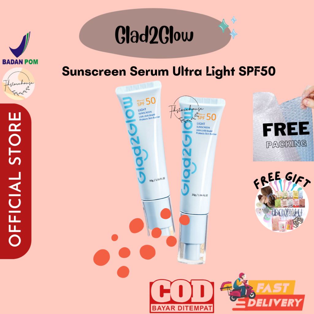 Glad2Glow Sunscreen Serum Ultra Light SPF50 PA+++ 30g | Facial Sunscreen Sunblock UVA UVB Sun Protection