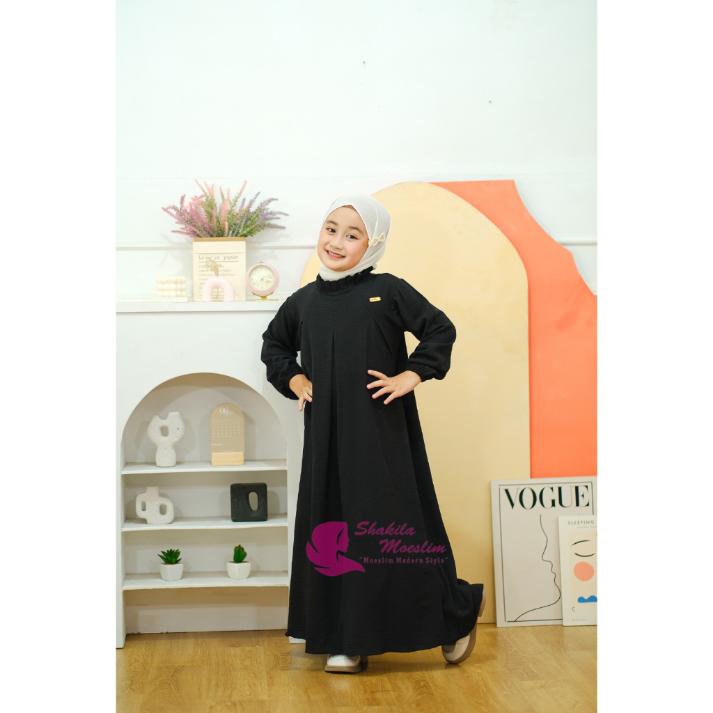 Gamis Anak Motif Polos Dress Termurah - Bahan Crinkel Airflow Premium - Best Seller Bisa COD