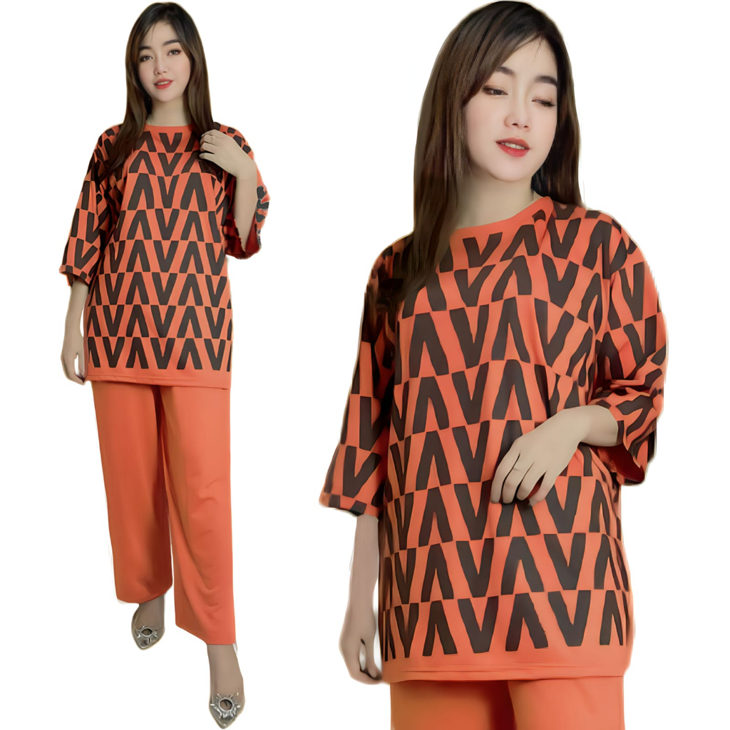 VISTATERRY LD 120 SETELAN WANITA CELANA DAN ATASAN OVERSIZE WANITA VIVI