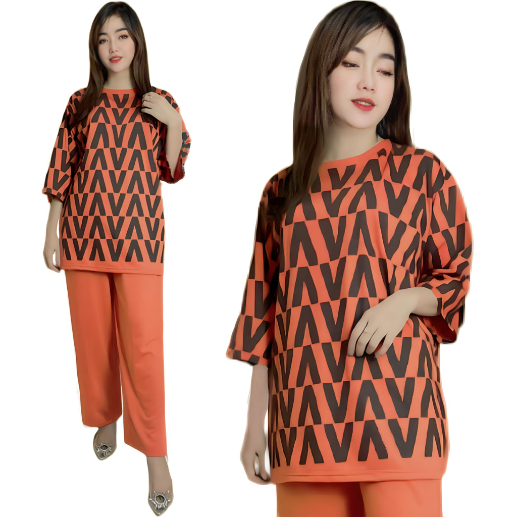 VISTATERRY LD 120 SETELAN WANITA CELANA DAN ATASAN OVERSIZE WANITA VIVI