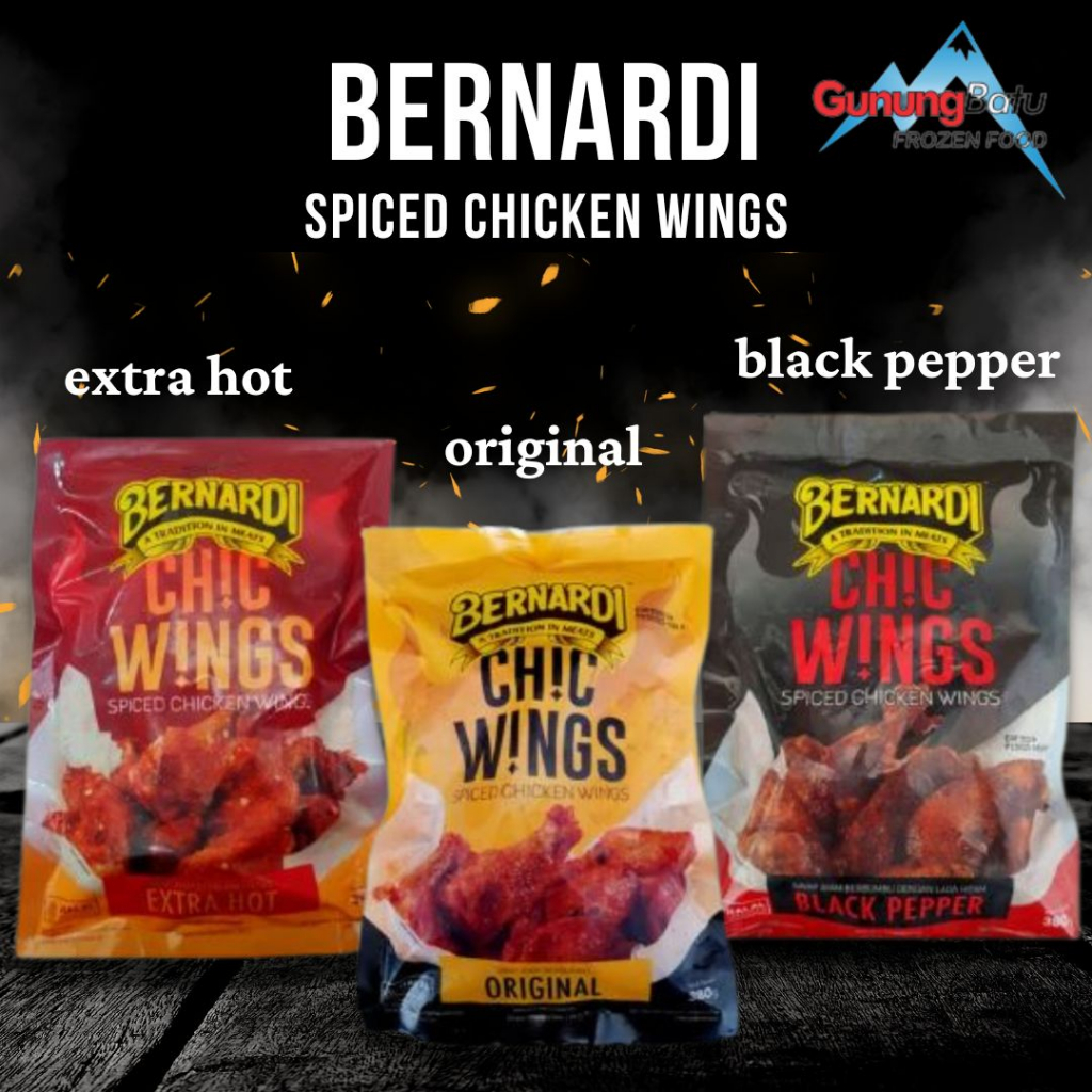 

BERNARDI SPICY CHICKEN WINGS VARIAN ORIGINAL / EXTRA HOT / BLACK PEPPER 380GR