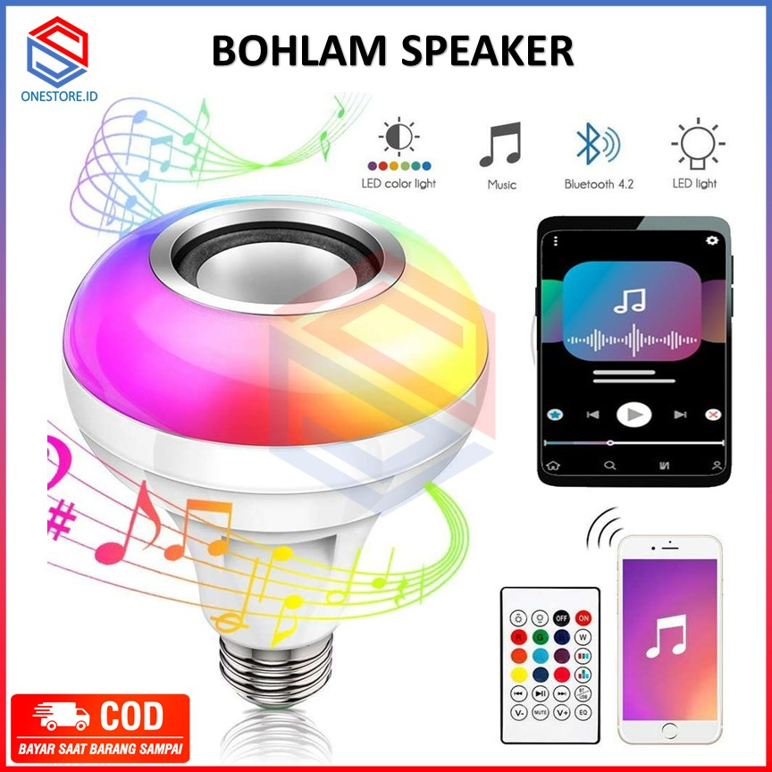 Bohlam Speaker Musik Bluetooth 2 in 1 - Lampu Speaker LED