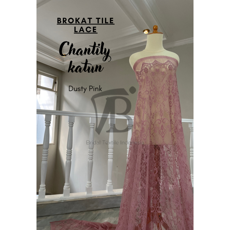 Bahan Kain Brokat Brukat Semi France Prancis Chantily Santili Lace Katun Series Kebaya Pengantin Dus