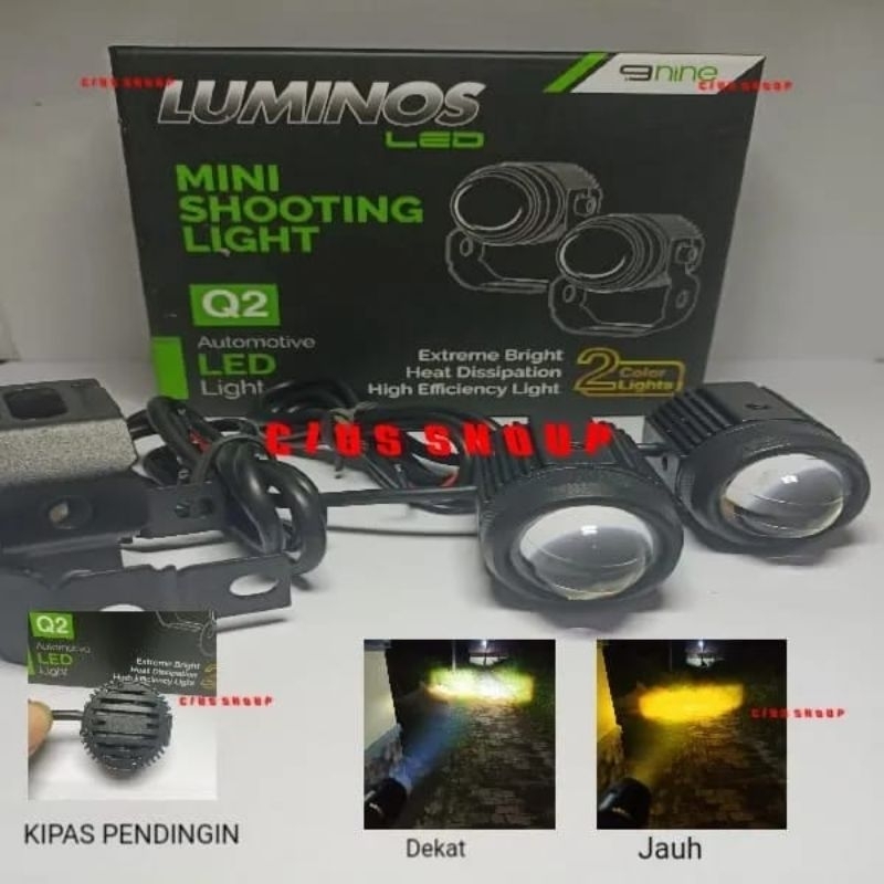 LAMPU SOROT/LASER Q2 QQ 2WARNA WHITE YELLOW MINI SHOOTING LIGHT LASER TEMBUS KABUT MOTOR MOBIL