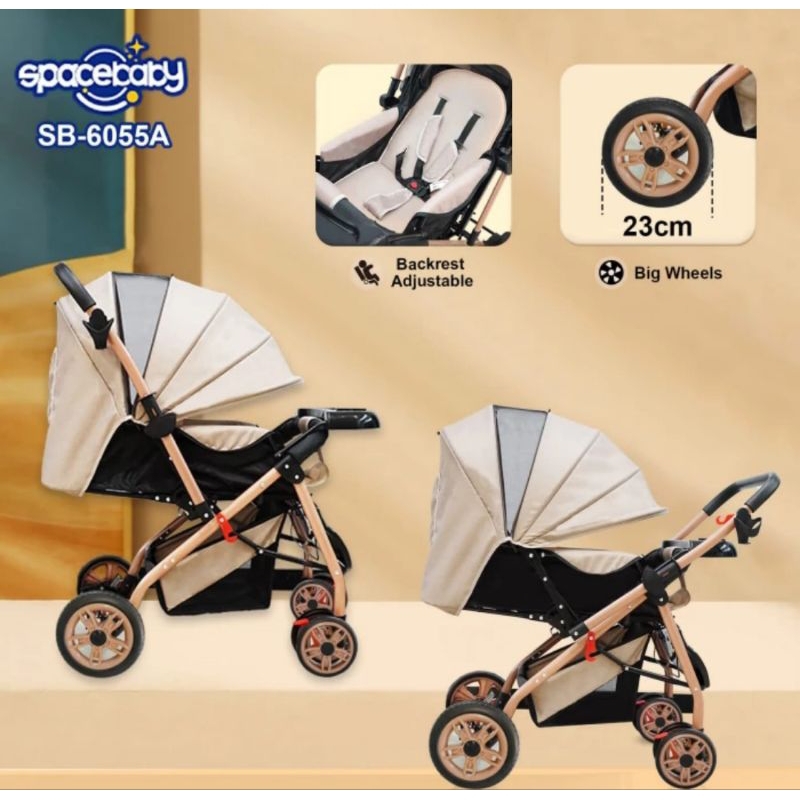 Baby Stroller Space Baby SB 6055&amp;6055a Reversible Stir Kereta Dorong Bayi