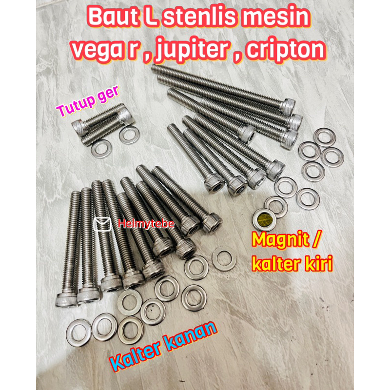 baut L mesin jupiter vega cripton stenlis / Baut L Stainless Baut Set Mesin Jupiter Jupiter Z Vega N