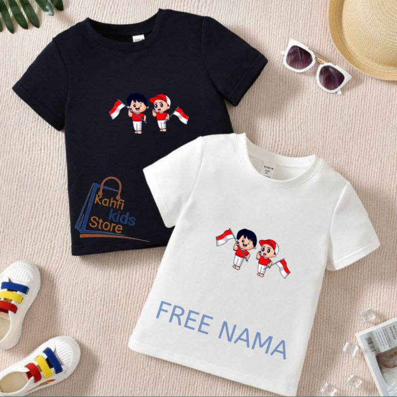 Kaos Anak Gambar bendera merah putih I Kaos distro Sablon DTF Laki-laki dan Perempuan Premium Terbar