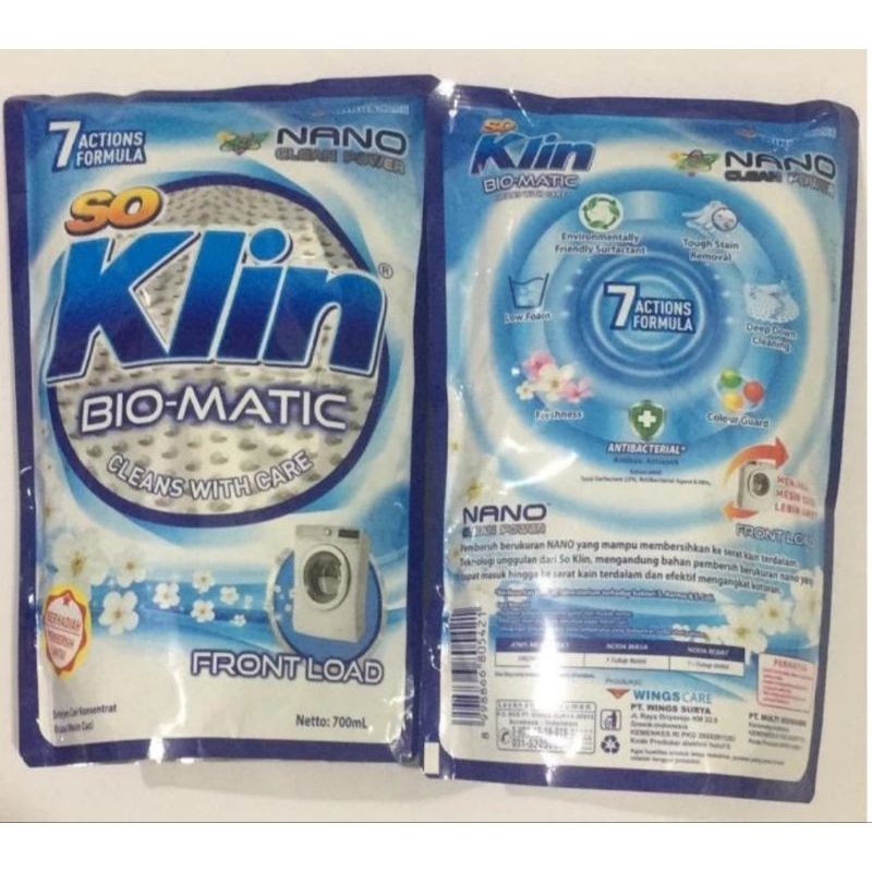 SO KLIN BIO MATIC FRONT LOAD DETERJEN LIQUID 700ML Cair