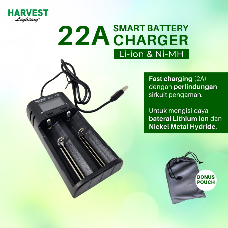 Smart Battery Charger Harvest Lighting Baterai Fast Charging LCD Display Lithium Ion 18650 21700 26650 NiMH NiCD AAA AA