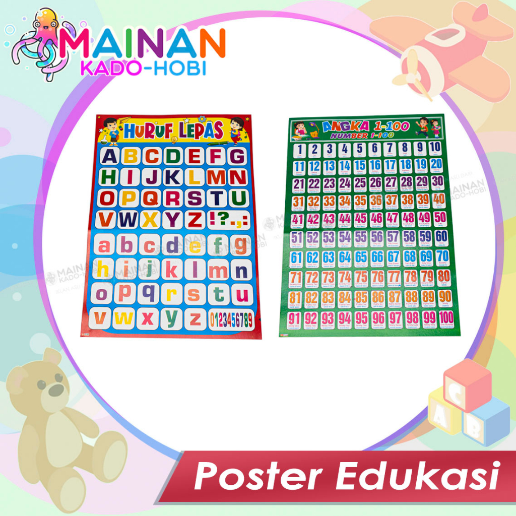 KOLEKSI HOBI MAINAN ANAK POSTER EDUKASI ANAK BELAJAR BERHITUNG GAMBAR