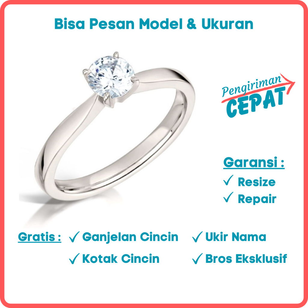 Garansi Asli Bisa Pesan Model Cincin Nikah Emas Putih Kawin Tunangan Gratis Tulis Ukir Nama Id69