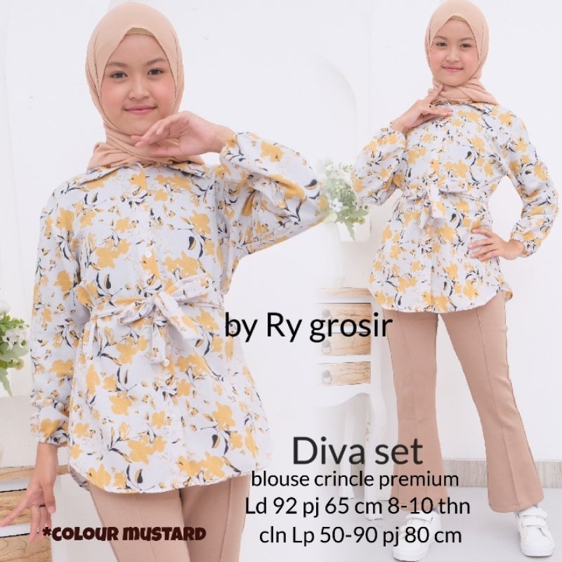 Setelan Anak blouse Crincle + celana scuba cut bray
