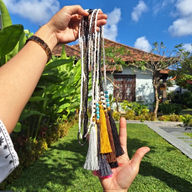 Kalung / Ikat Pinggang Bohemian Double Tails / Kalung Cewek Lucu / Kalung Manik Khas Bali / Craftdewata