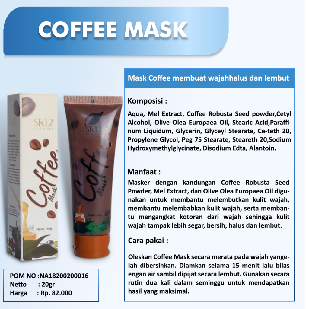 Masker Wajah Pell Off SR12 - Masker Komedo Ampuh BPOM / Coffee Mask Penghilang Bekas Jerawat / Mengangkat Sel Kulit Mati Pada Wajah
