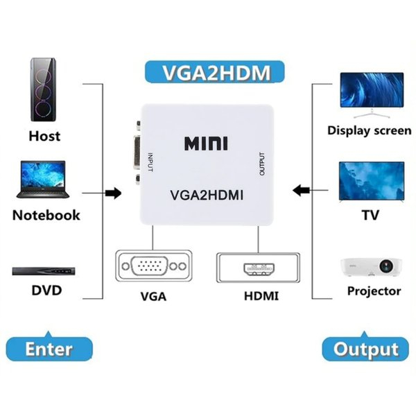 Adapter VGA to HDMI Converter with audio VGA2HDMI 1080p HD Video 1080