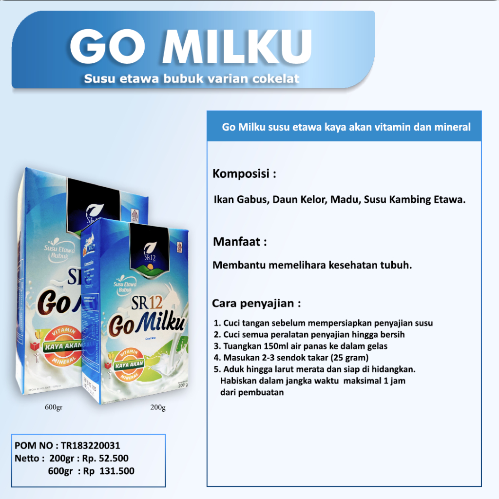 GO MILKU ORI / SUSU KAMBING ETAWA / SUSU KAYA MANFAAT / SUSU KESEHATAN / MENAMBAH NAFSU / saudagarsr12 MAKAN / SUSU ORIGINAL / SUSU BERKUALITAS / BPOM