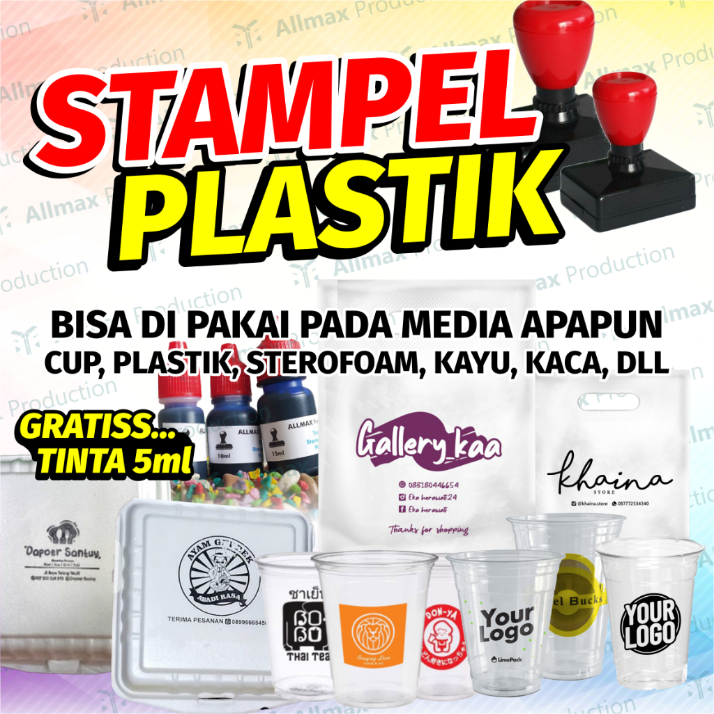 

Stampel Cup / Plastik / Sterofoam - Tinta Permanen Waterproof Tidak Luntur