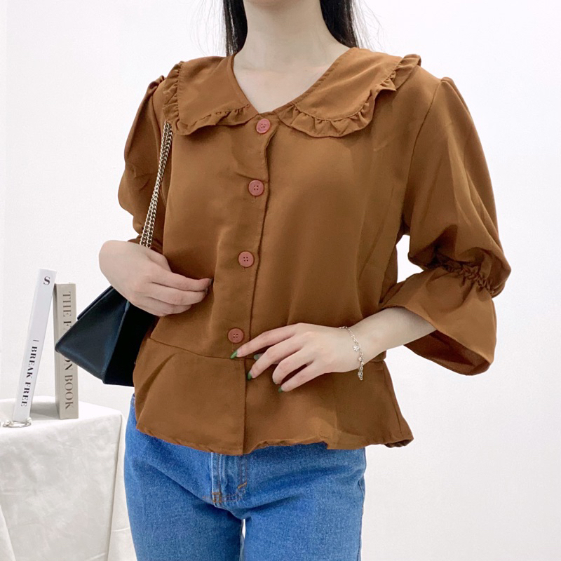 NA-BI Top Korean Collar Blouse Puffy Sleeves 0288-043