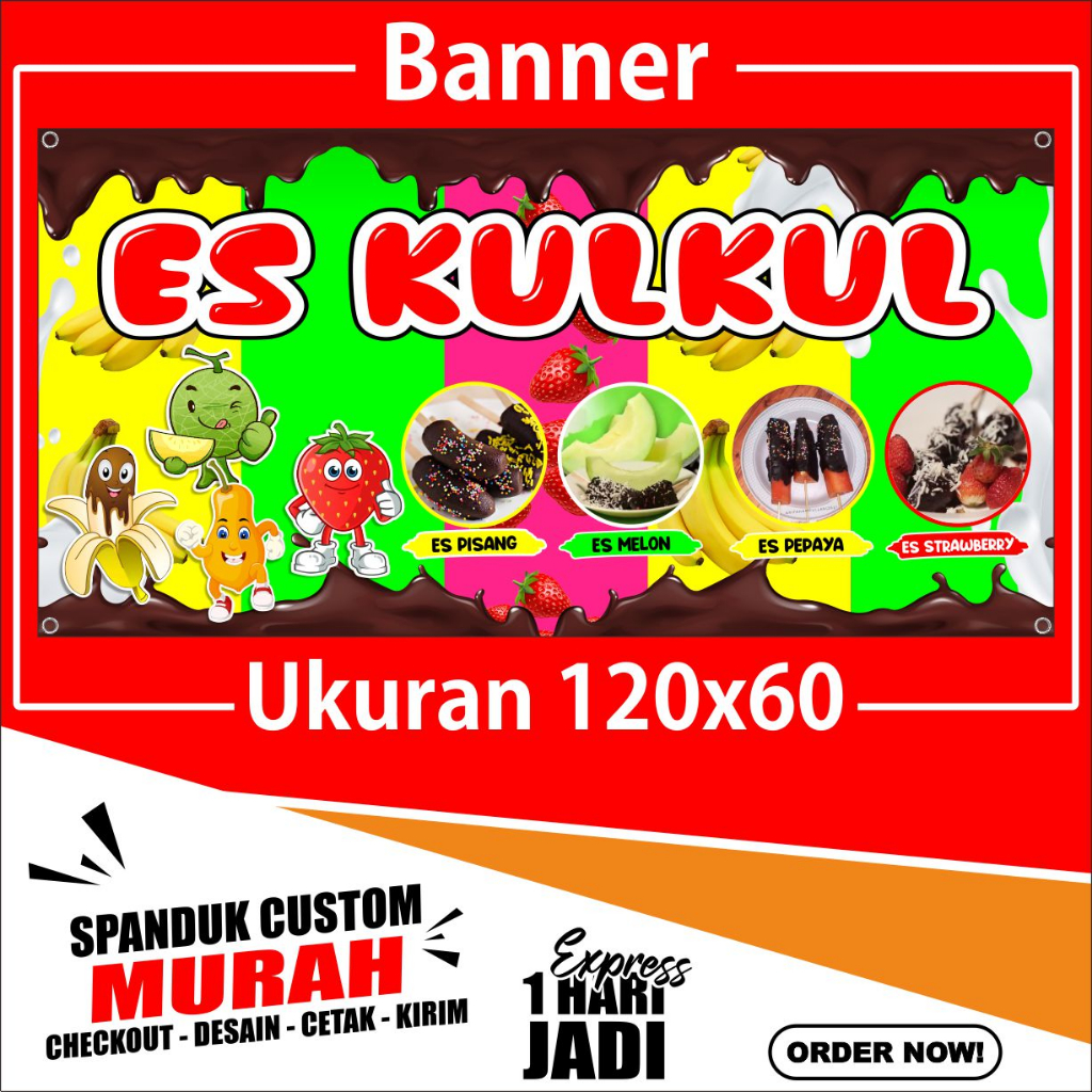 Banner ES KUL KUL, Spanduk ES KULKUL 120X60cm, COD