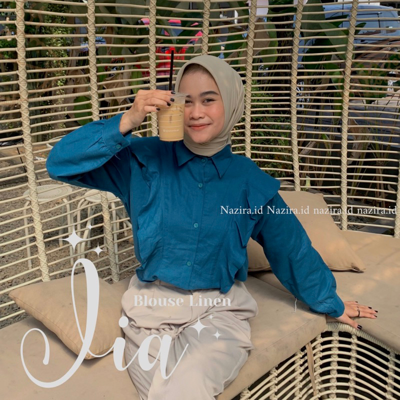 JIA BLOUSE - Blouse Wanita - Atasan Wanita Blouse - Atasan Kemeja Wanita - Kemeja Wanita - Kemeja Linen - Kemeja Wanita Lengan Panjang