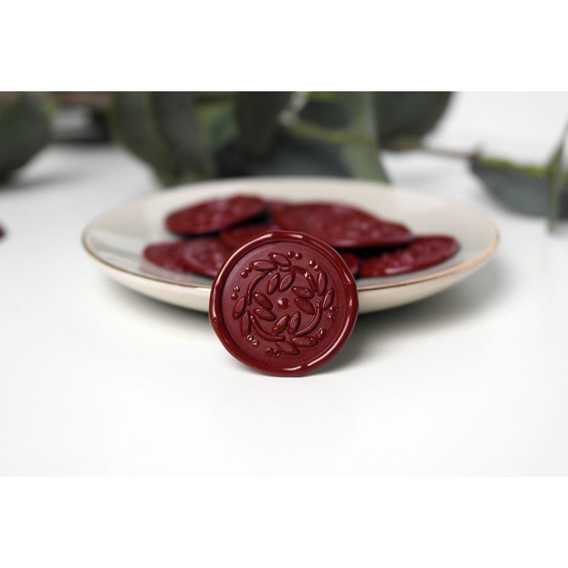 

(KSC) AROUND (Dark Cherry) - 1 Pcs seal wax coin sticker siap pakai ready stock (Include double tape) / souvenir pernikahan / accesories / calligraphy / journaling / undangan / hampers