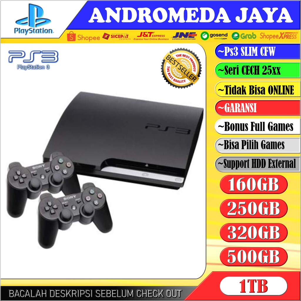 PS3 SLIM CFW SERI 2500 HITAM FULL GAMES