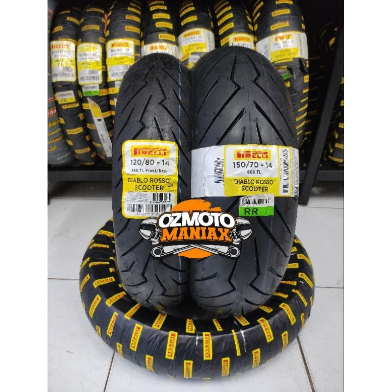 Paket Ban Pirelli Aerox Diablo Rosso Scooter 120/80-14 & 150/70-14
