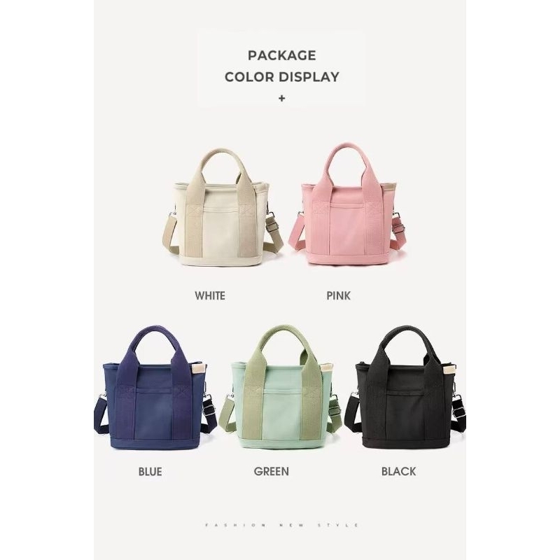 2in1 Slingbag Kanvas Import Selempang Jinjing Wanita Bahan Tebal