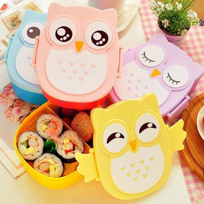 IMPORT- KOTAK BEKAL ANAK MOTIF OWL | LUNCH BOX | TEMPAT MAKAN ANAK KARAKTER BURUNG HANTU LUCU