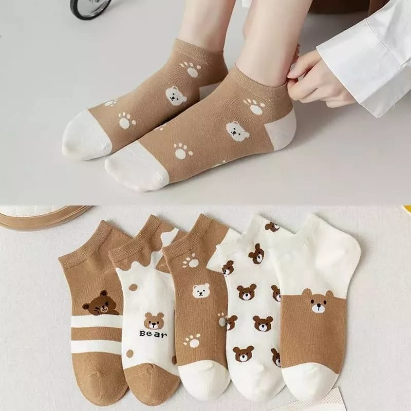 KOAS KAKI MOTIF BERUANG CHOCOLATE UKURAN REMAJA DIBAWAH MATA KAKI KAOS KAKI LUCU