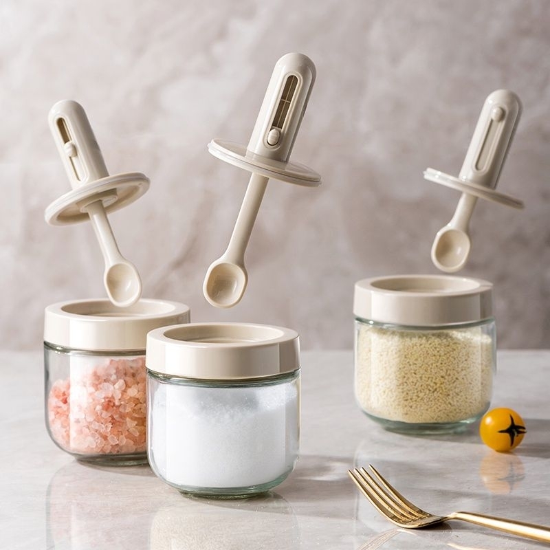 botol tempat bumbu dapur kaca / botol tempat bumbu dapur sendok bahan kaca