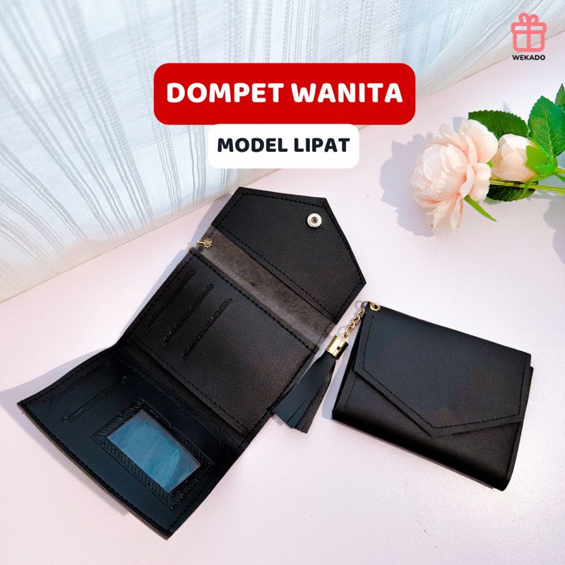 𝐖𝐄𝐊𝐀𝐃𝐎 - Dompet Mini Lipat | Wallet Polos Wanita | Dompet Liontin Rumbai