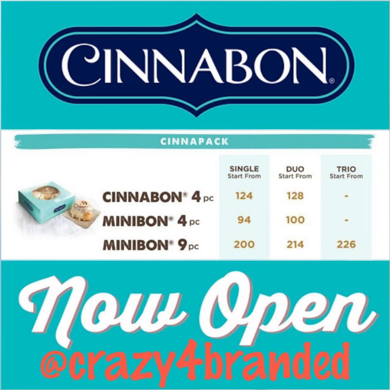 

Cinnabon (Minibon only) Ready to Eat & Fresh from the Oven (include paper bag)