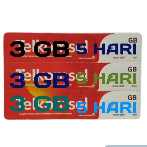 voucher Telkomsel 3 GB 5 hari zona 1 sumbagsel