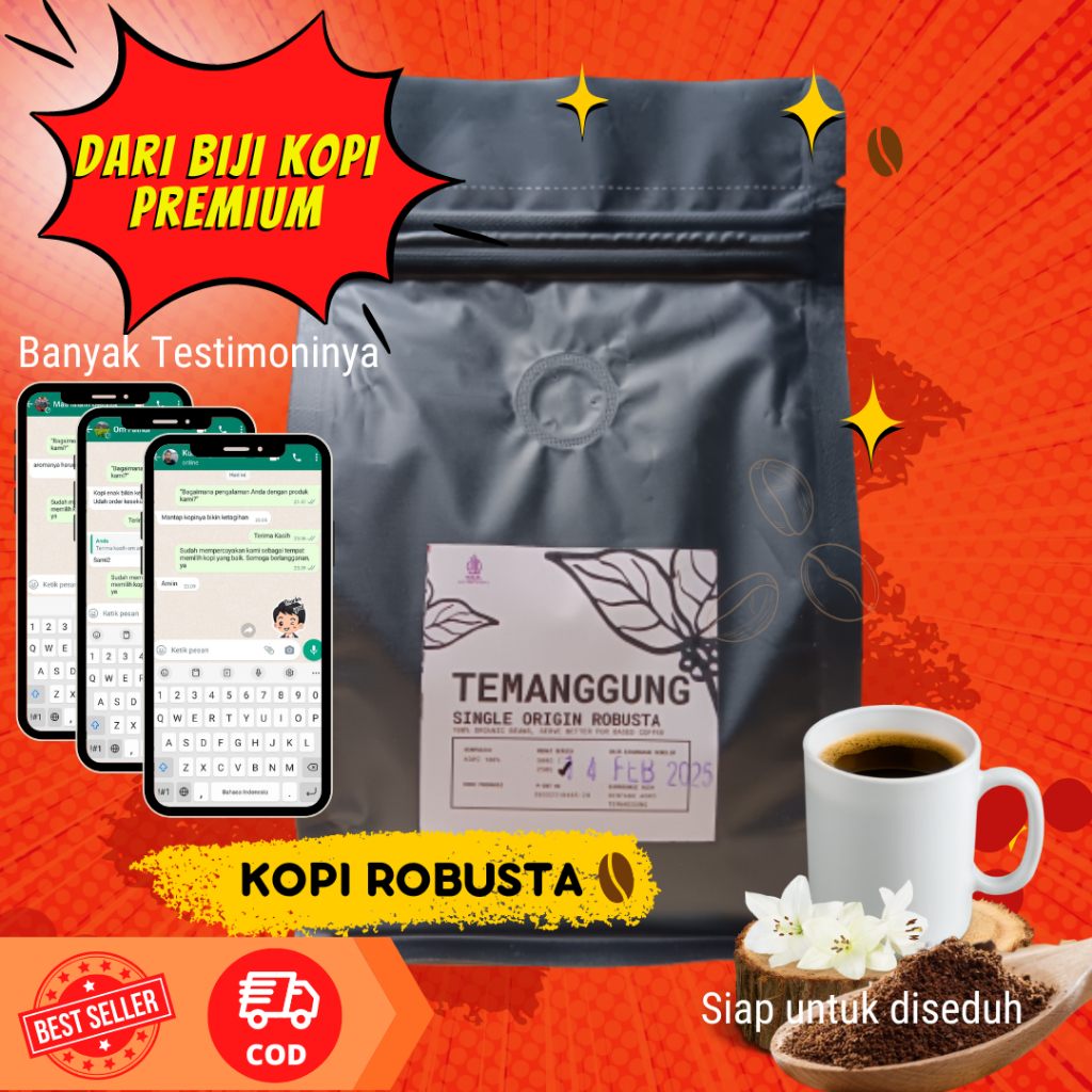 

Kopi Temanggung Robusta Bubuk Murni 100% Asli 250 gram