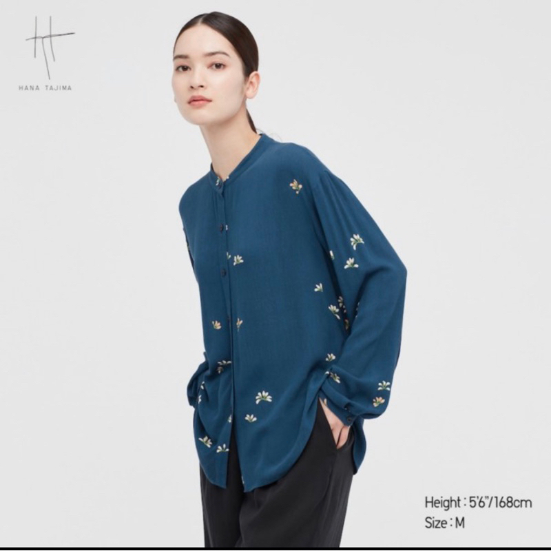 Preloved Kemeja Uniqlo x Hana Tajima Rayon Georgete
