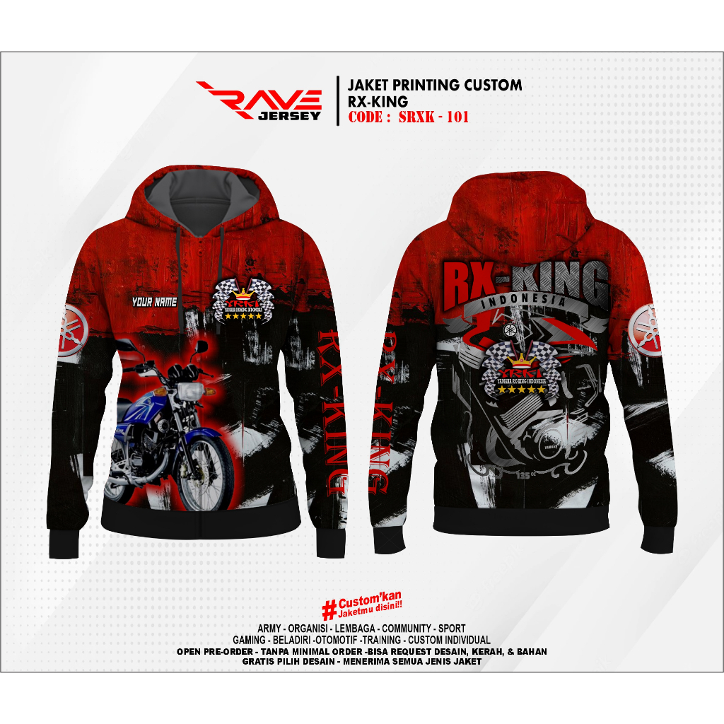 JAKET MOTOR RX KING FULL PRINTING SUBLIMATION CUSTOM (DESAIN SUKA SUKA)