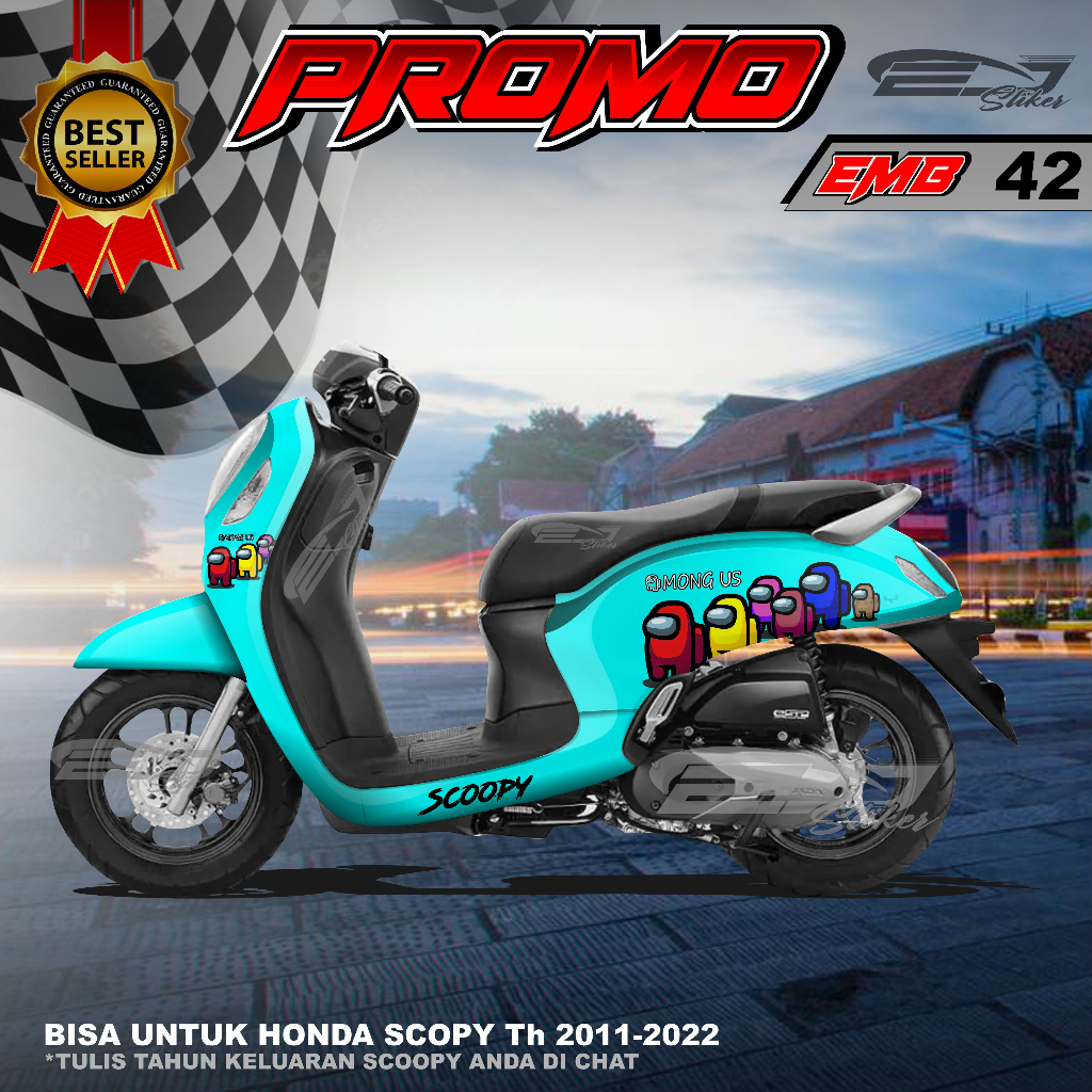 STIKER DOODLE NEW SCOOPY FULL BODY DECAL CUSTOM-STIKER MOTOR HONDA SCOOPY NEW DESAIN TERMURAH-EMB42