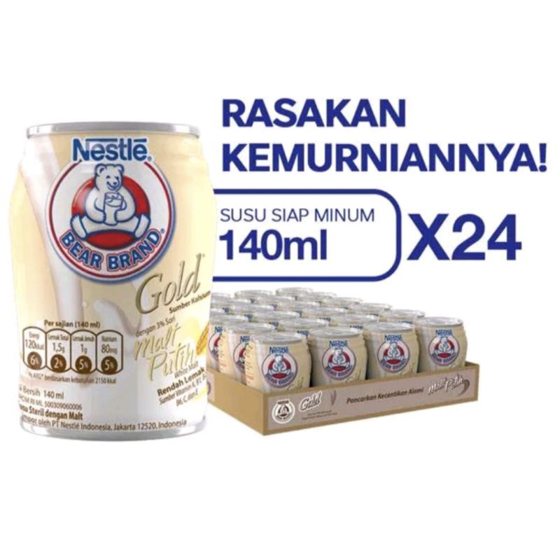 

BEAR BRAND GOLD MALT & WHITE TEA SUSU STERIL 140ML