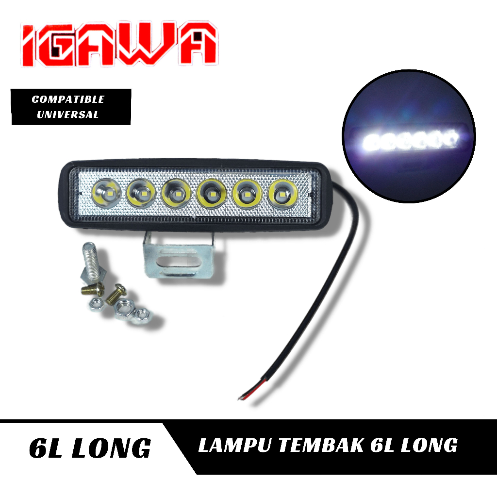 Lampu Tembak Sorot LED 6 Mata Lurus Panjang CWL Cree Motor Mobil WorkLight Bar 24v Universal Motor M