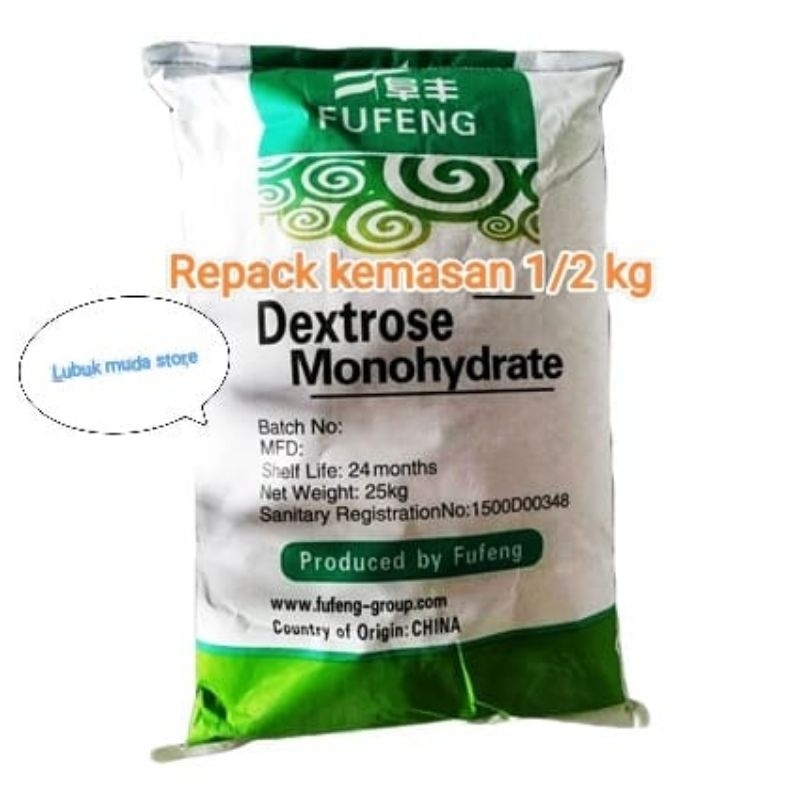 

Gula mint dextrose monohydrate repack kemasan 1/2 kg