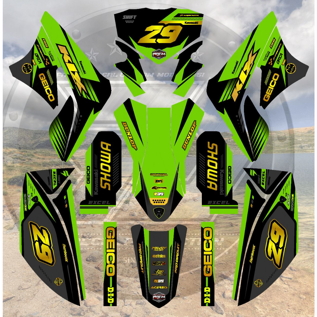 DECAL Sticker Stiker KLX S / Dtracker Old Biru Hijau Grey (Part body yang akan di decal bisa menyesu