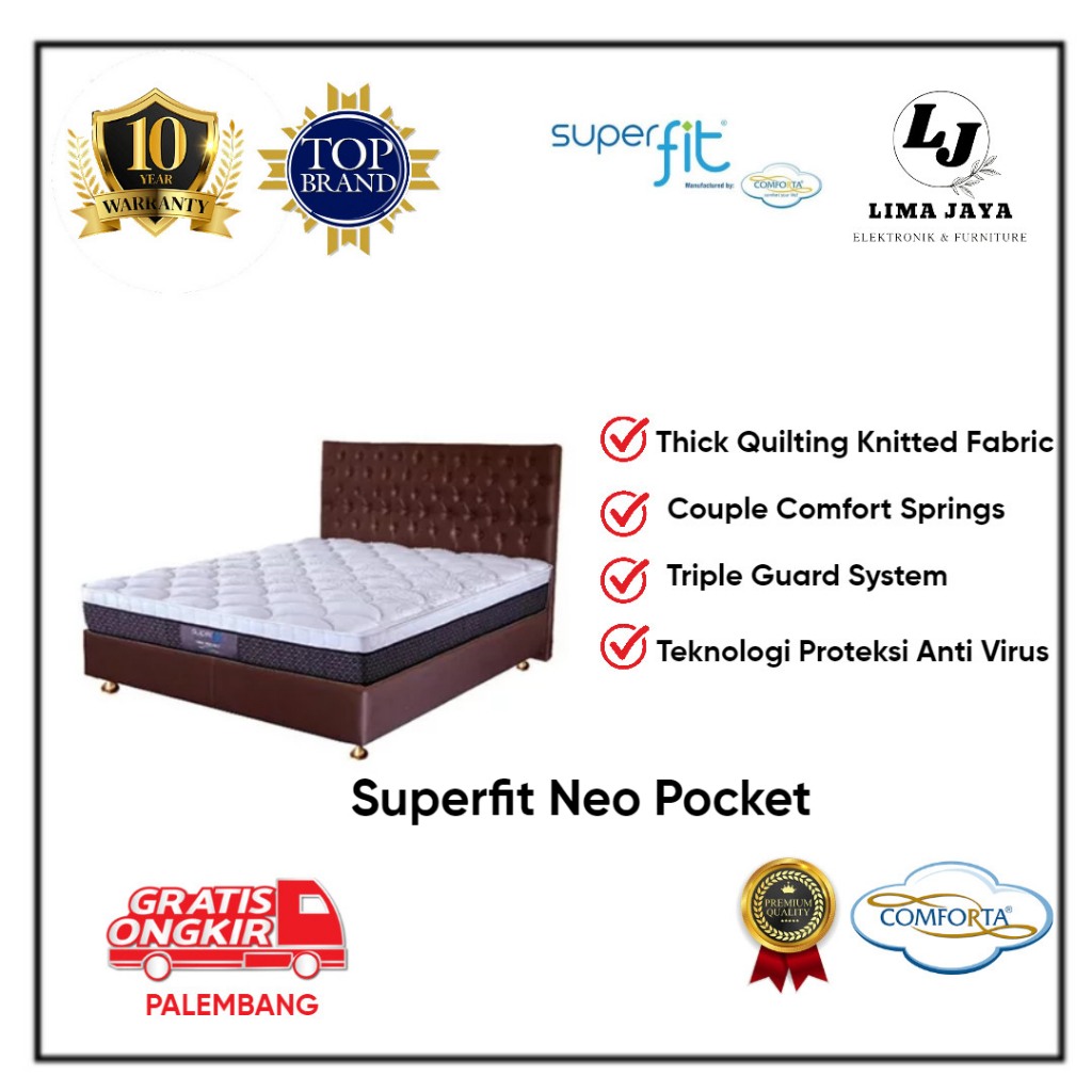 Matras Springbed Superfit Neo Pocket By Comforta Kasur Springbed Superfit Bergaransi Resmi