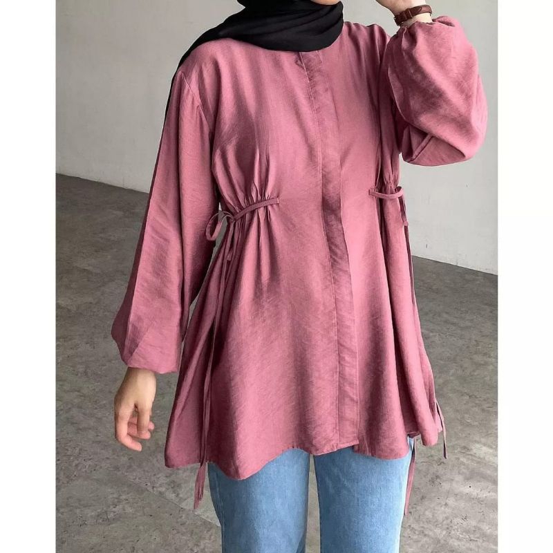 ALYA BLOUSE POLO LINEN PREMIUM ATASAN WANITA POLOS KEKINIAN baju kancing